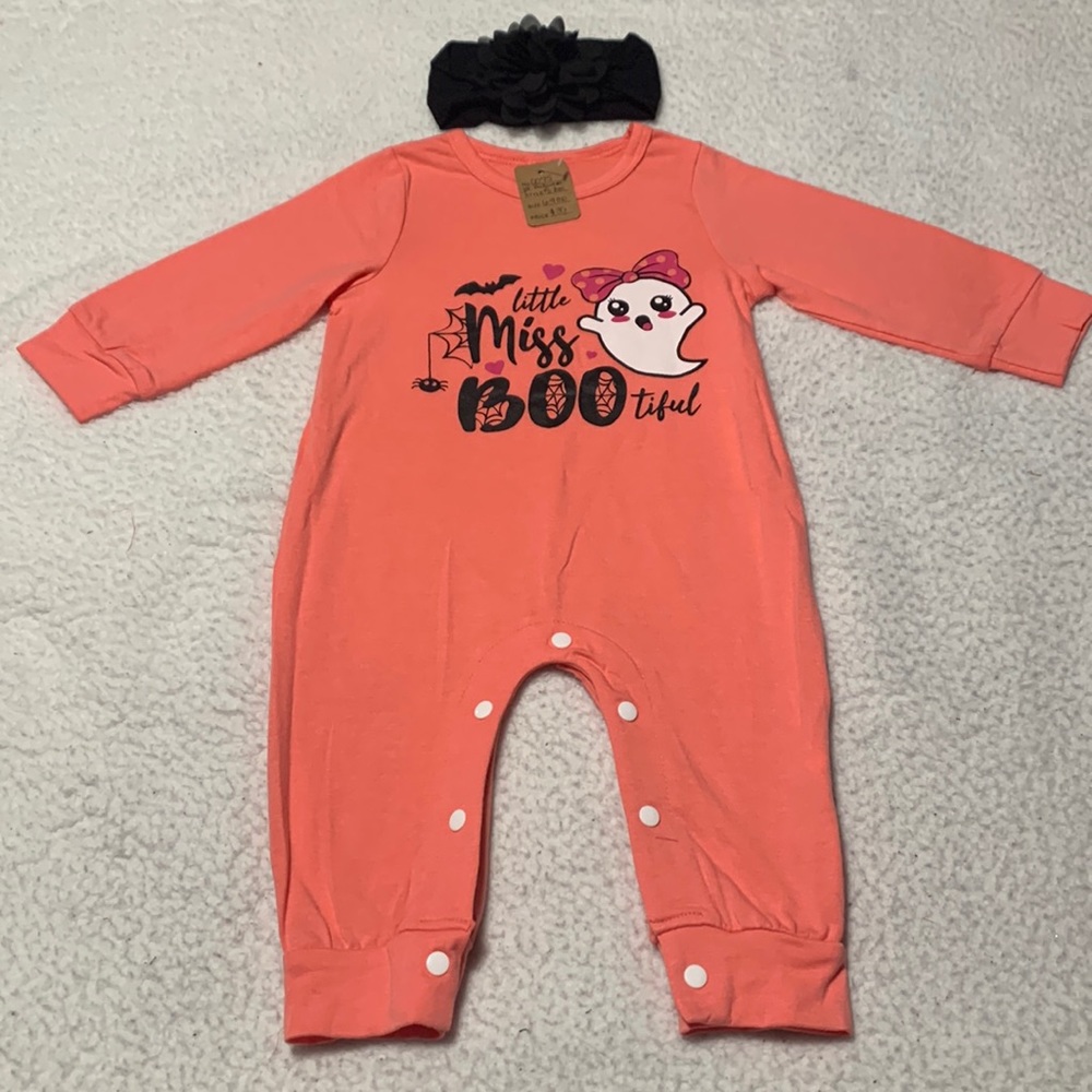 Boutique Baby Halloween 1 Pc. Outfit W/T Black Headband, NWT’s, Size 6-9 Months